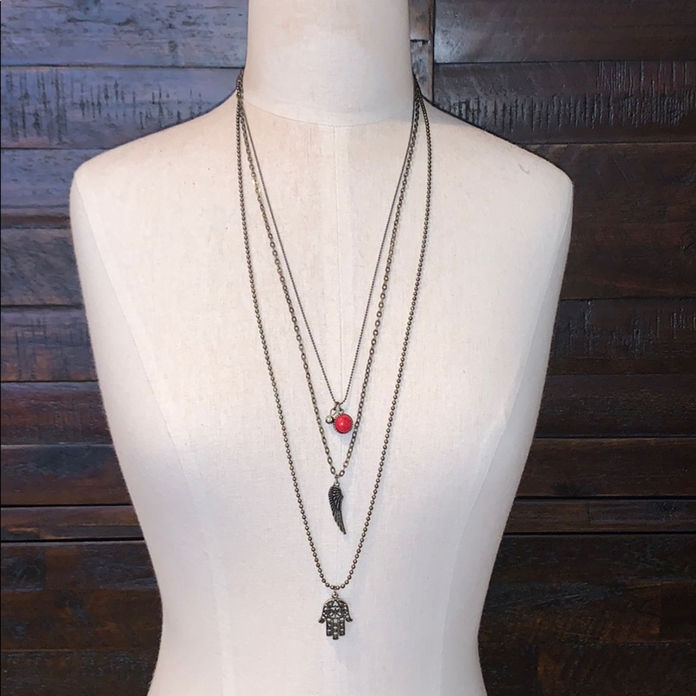 Three strand boho necklace